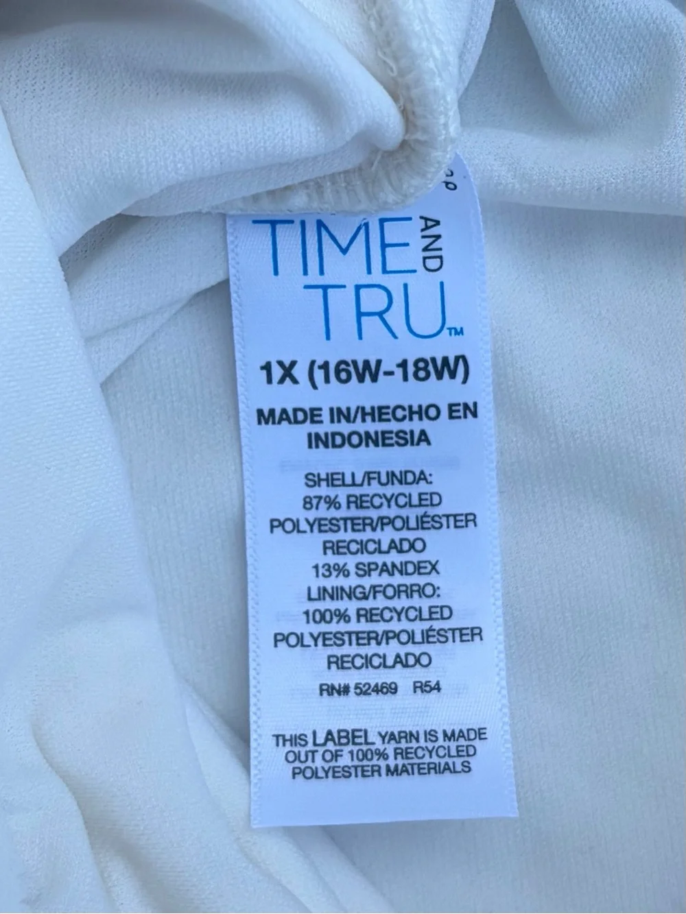 Time and Tru White Eyelet Bandeau Swimsuit, Size 1X, NWT